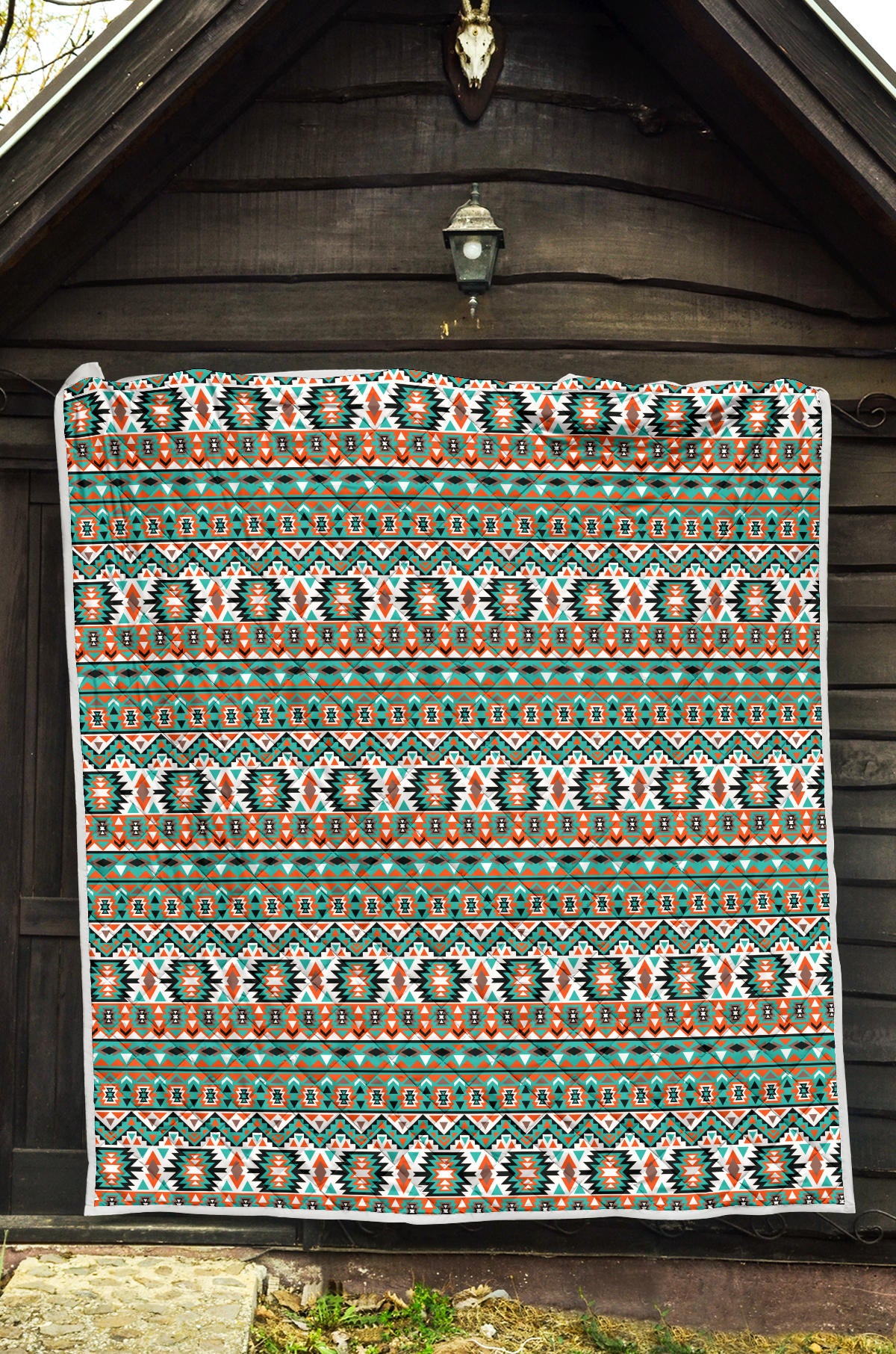 Indian Navajo Ethnic Themed Design Print Quilt Bedspread