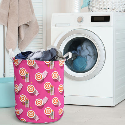 Beach Top View Umbrella Theme Laundry Basket