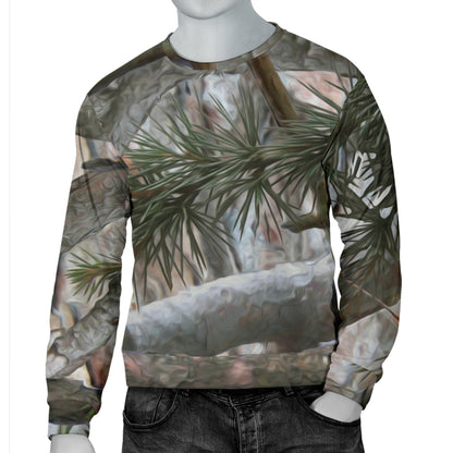 Camo Realistic Tree Forest Pattern Men Long Sleeve Sweatshirt