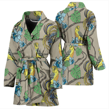 Parakeet Pattern Print Design A02 Women Bathrobe