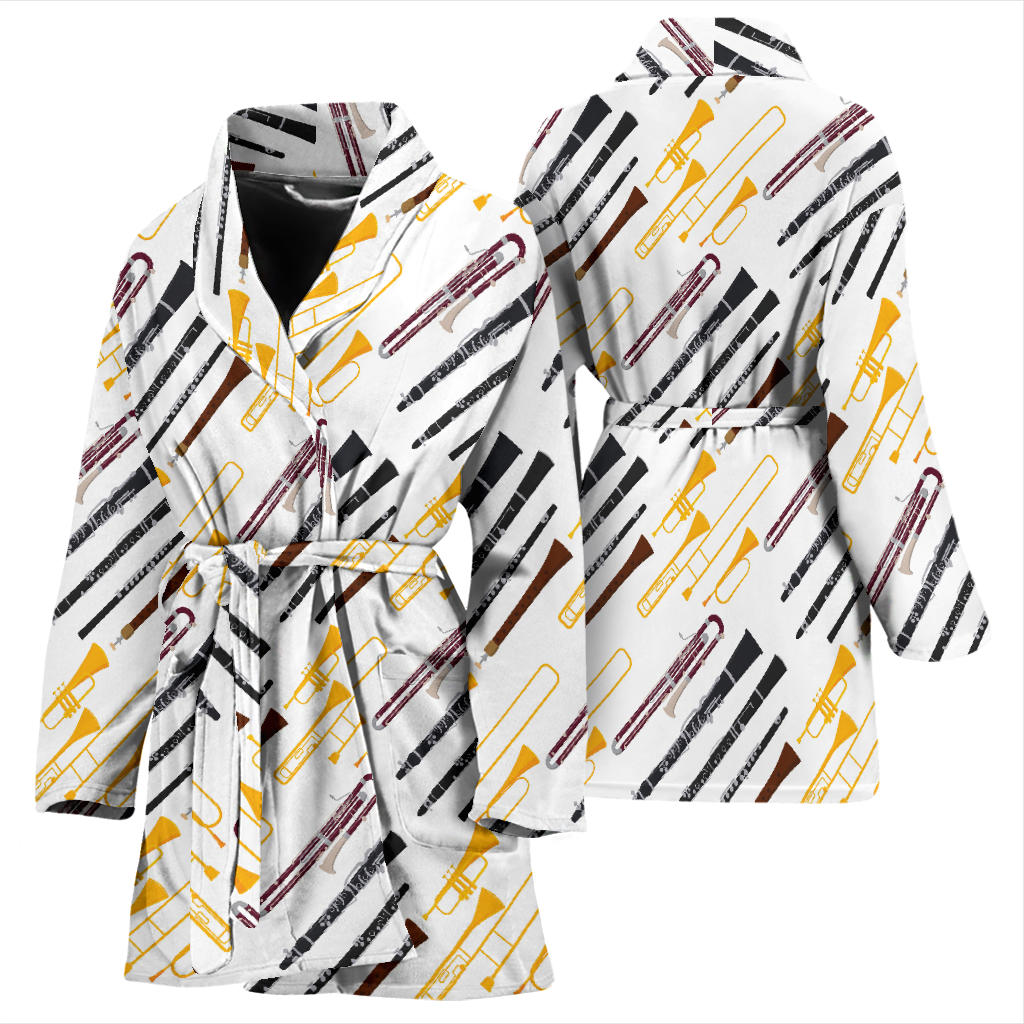 Clarinet Pattern Print Design 01 Women Bathrobe