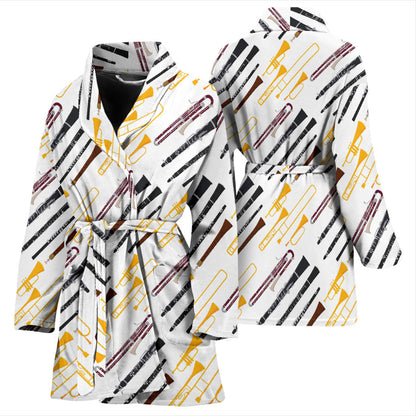 Clarinet Pattern Print Design 01 Women Bathrobe