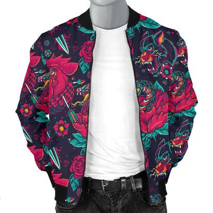 Old School Tattoo Print Men Bomber Jacket
