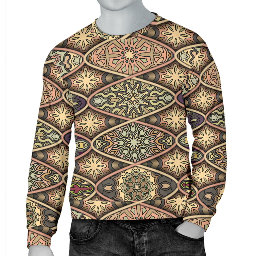 Mandala Motif Themed Design Print Men Long Sleeve Sweatshirt