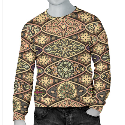 Mandala Motif Themed Design Print Men Long Sleeve Sweatshirt