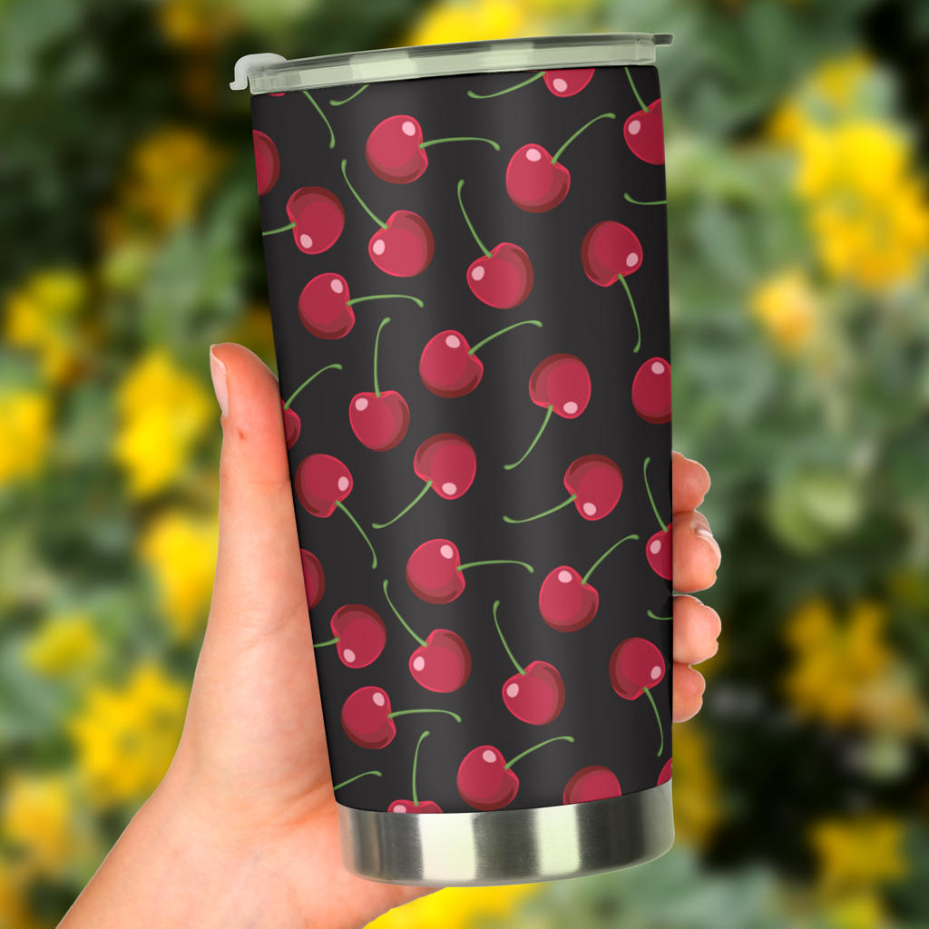 Cherry Black Background Tumbler