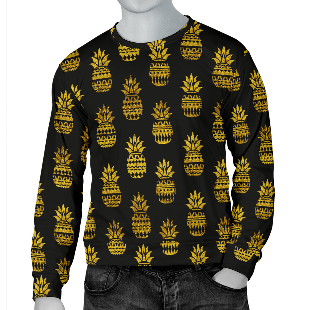 Pineapple Gold Tribal Style Print Men Long Sleeve Sweatshirt