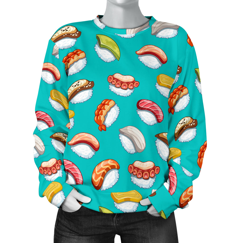 Sushi Themed Print Women Long Sleeve Sweatshirt