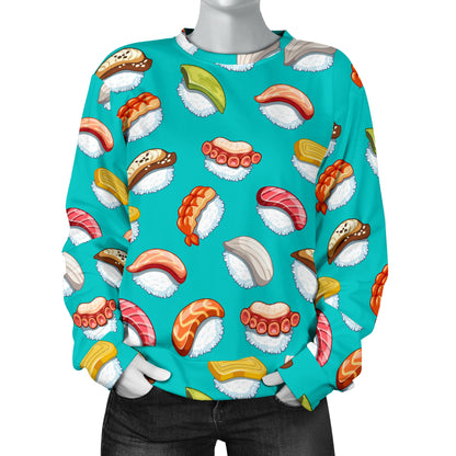 Sushi Themed Print Women Long Sleeve Sweatshirt