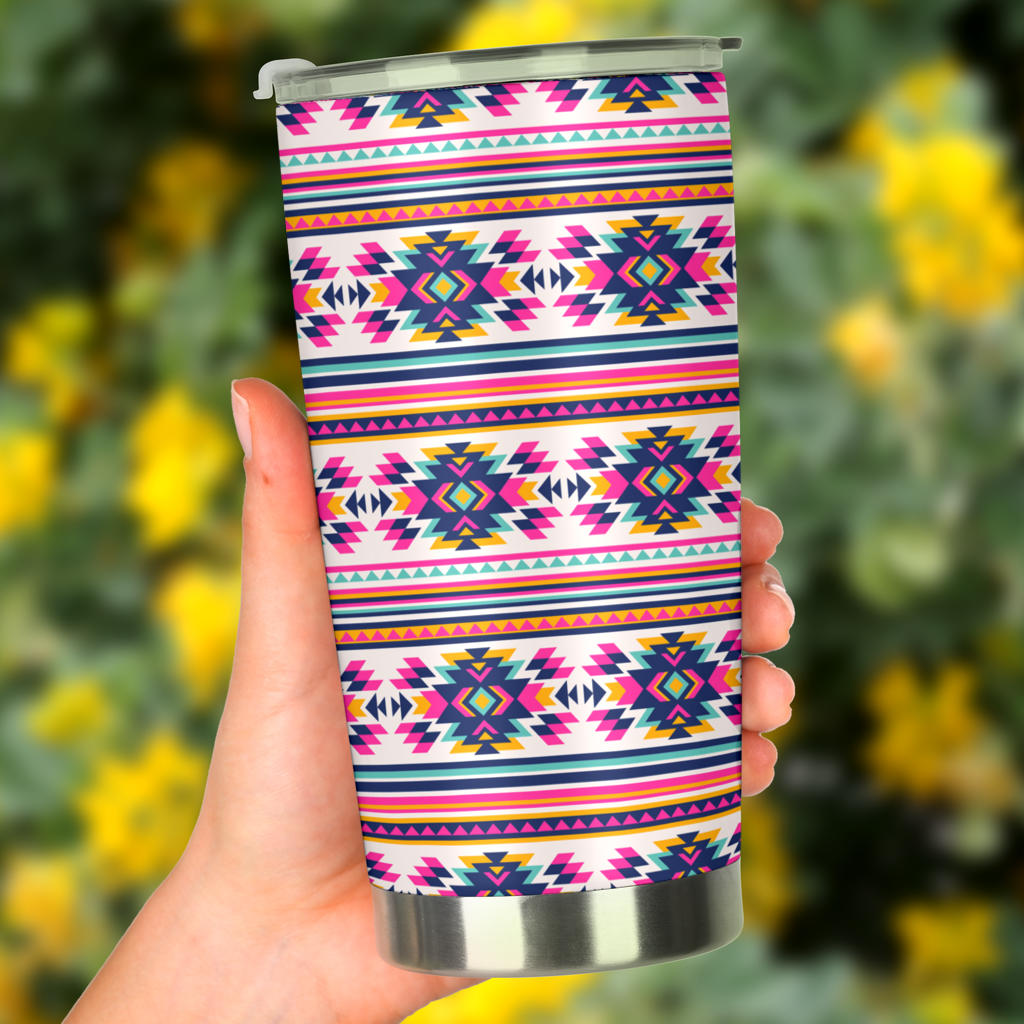 Indian Navajo Neon Themed Design Print Tumbler