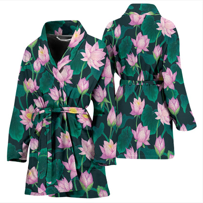 Water Lily Print Design LKS302 Women Bathrobe