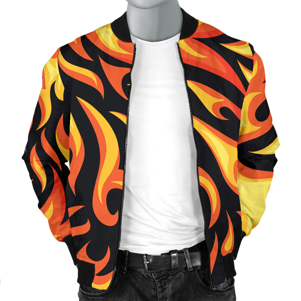 Flame Fire Design Pattern Men Bomber Jacket