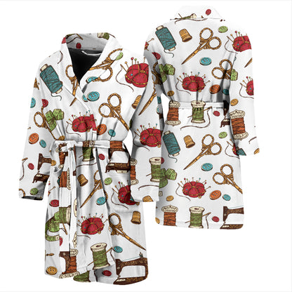 Sewing Equipment Print Design LKS304 Men Bathrobe
