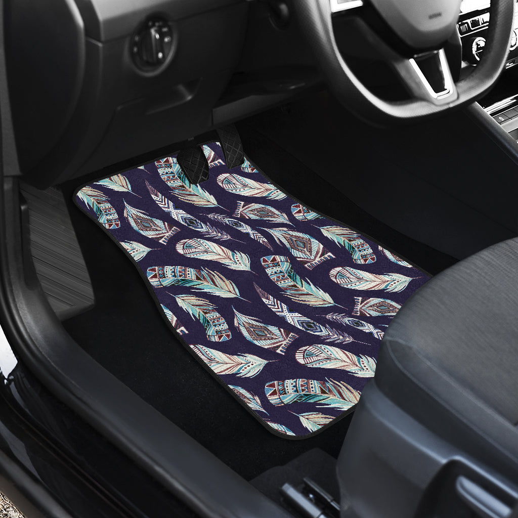 Feather Vintage Boho Design Print Car Floor Mats Front Back