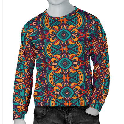 Ethnic Style Print Pattern Men Long Sleeve Sweatshirt
