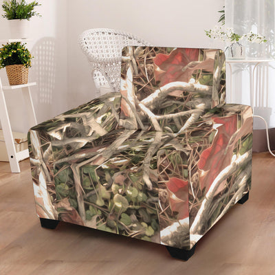 Camouflage Realistic Tree Authumn Print Armchair Slipcover