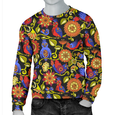 Steampunk Bird Design Themed Print Men Long Sleeve Sweatshirt