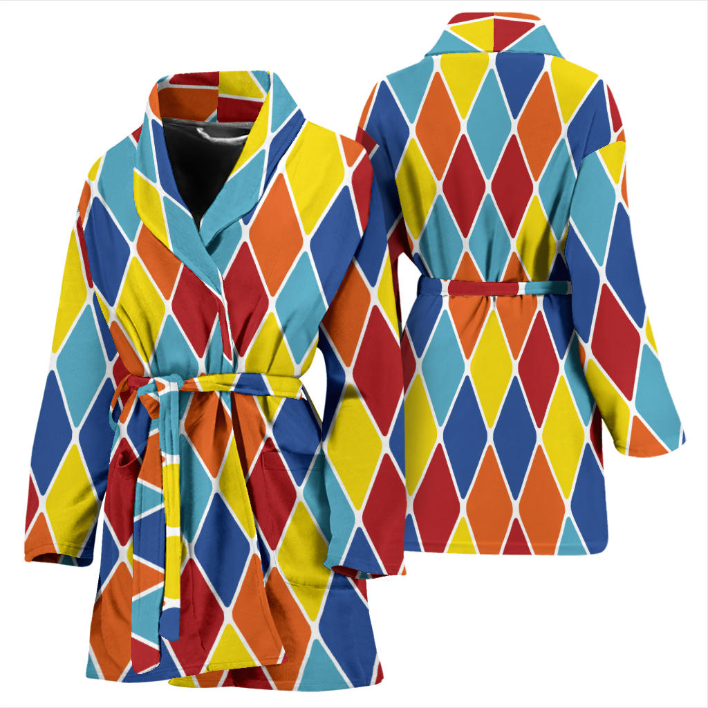 Harlequin Pattern Print Design 01 Women Bathrobe