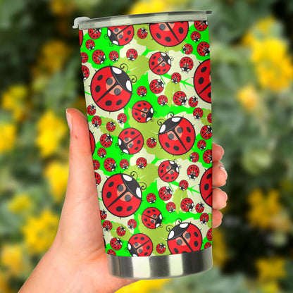 Ladybug with Leaf Print Pattern Tumbler