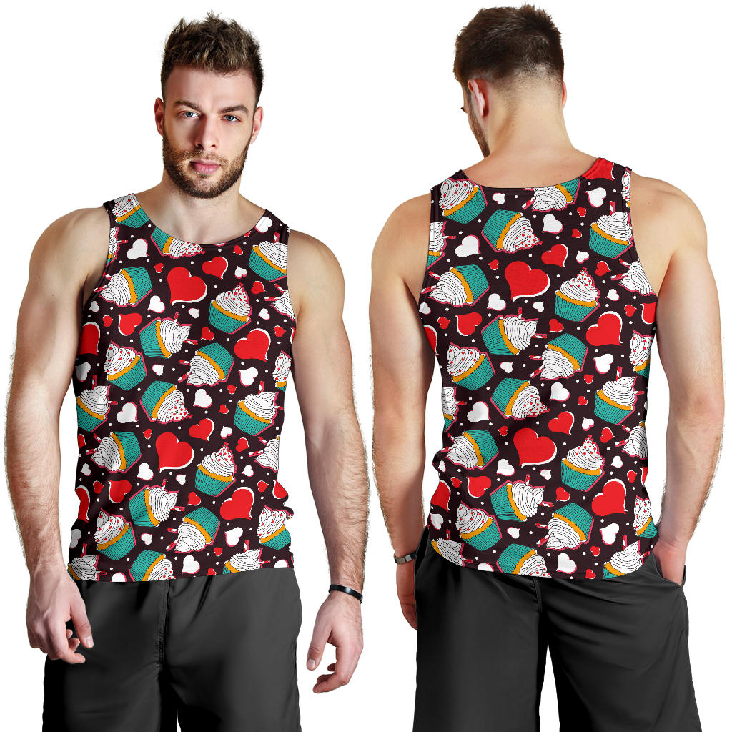 Cupcakes Heart Print Pattern Men Tank Top