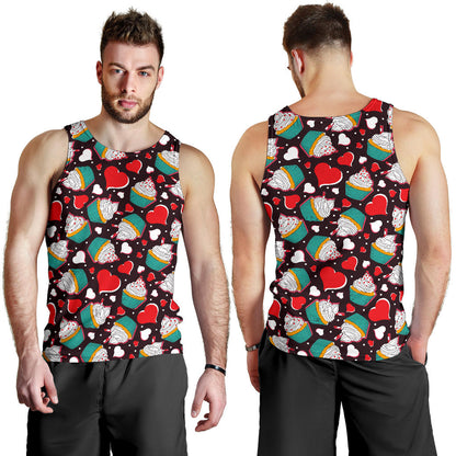Cupcakes Heart Print Pattern Men Tank Top