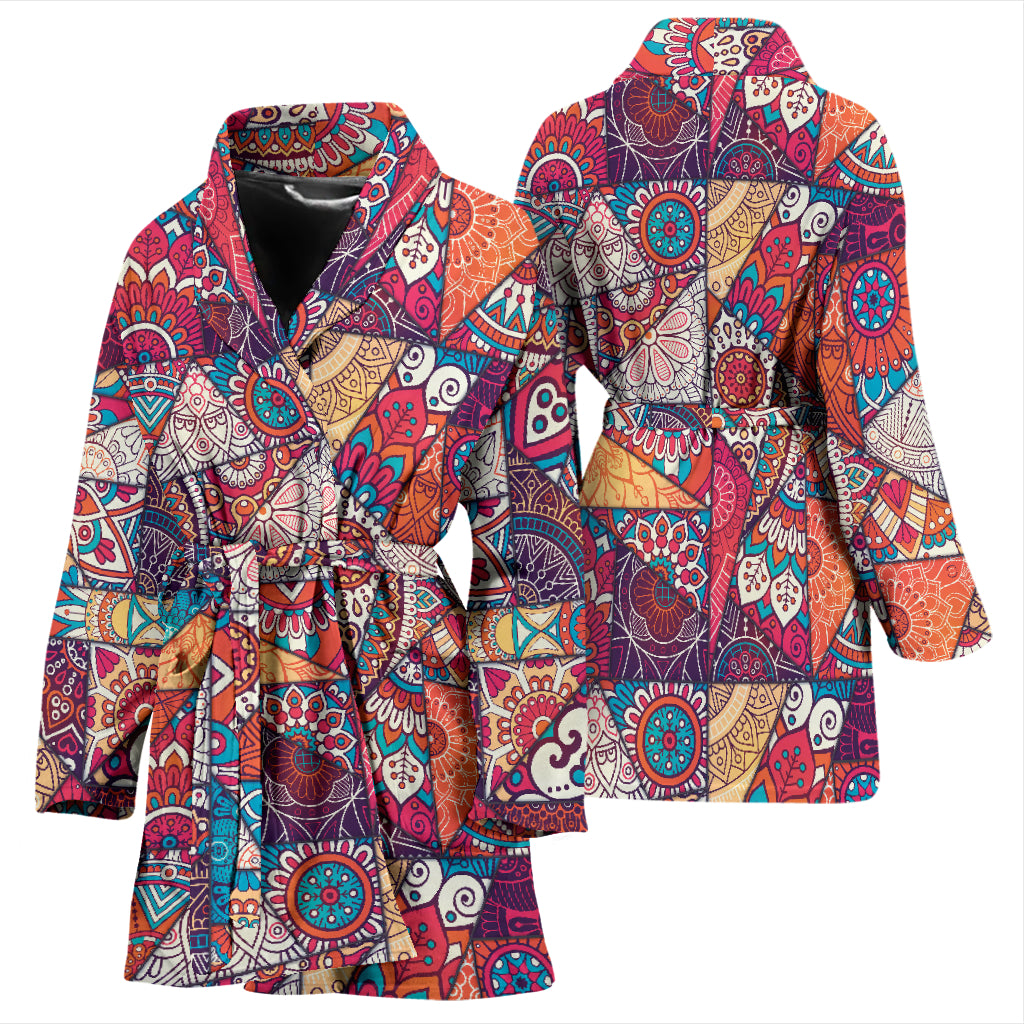 Patchwork Print Design LKS401 Women Bathrobe