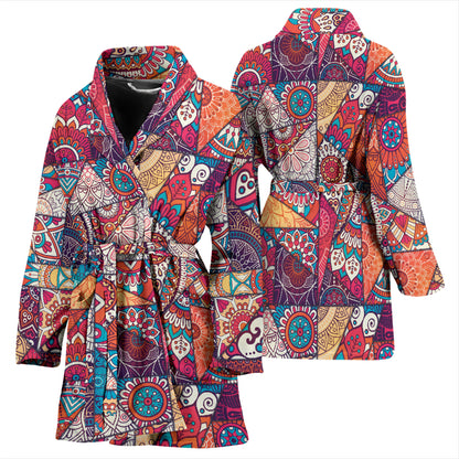 Patchwork Print Design LKS401 Women Bathrobe