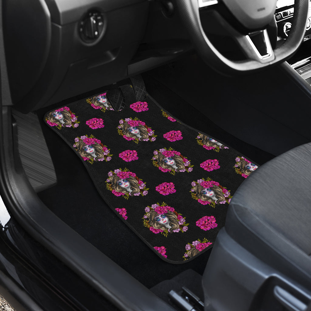 Day of the Dead Makeup Girl Car Floor Mats Front Back