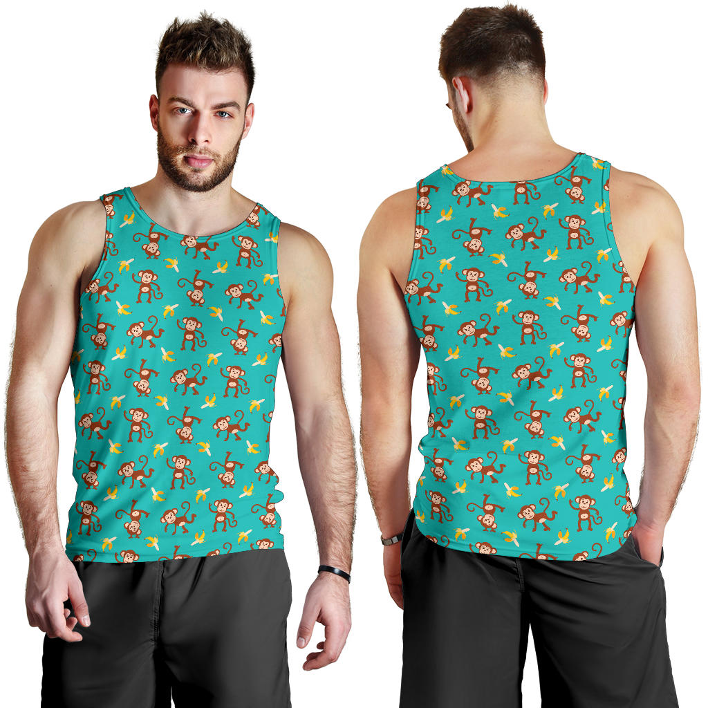Monkey Banana Design Themed Print Men Tank Top
