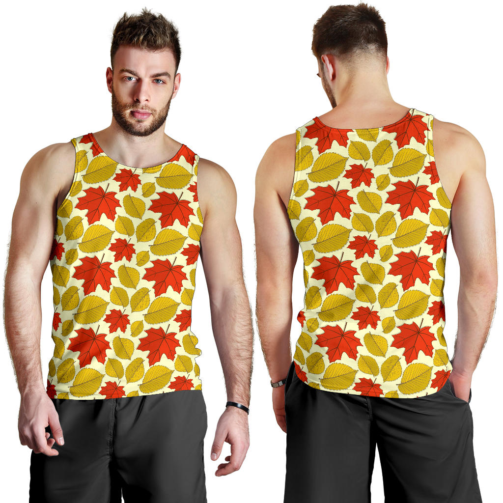 Elm Maple Leave Print Pattern Men Tank Top