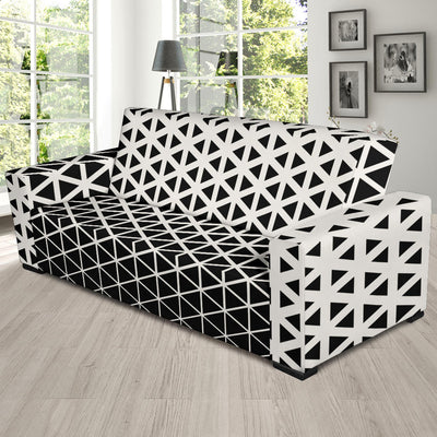 Geometric Black White Pattern Print Design 03 Sofa Slipcover