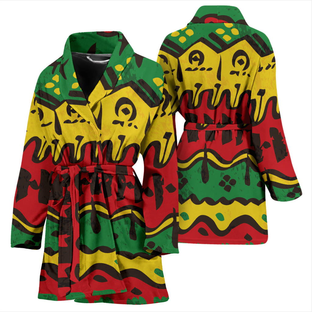 Rasta Pattern Print Design A01 Women Bathrobe