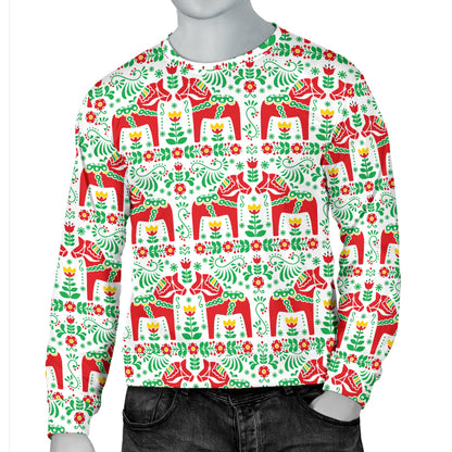 Swedish Dala Style Pattern Men Long Sleeve Sweatshirt