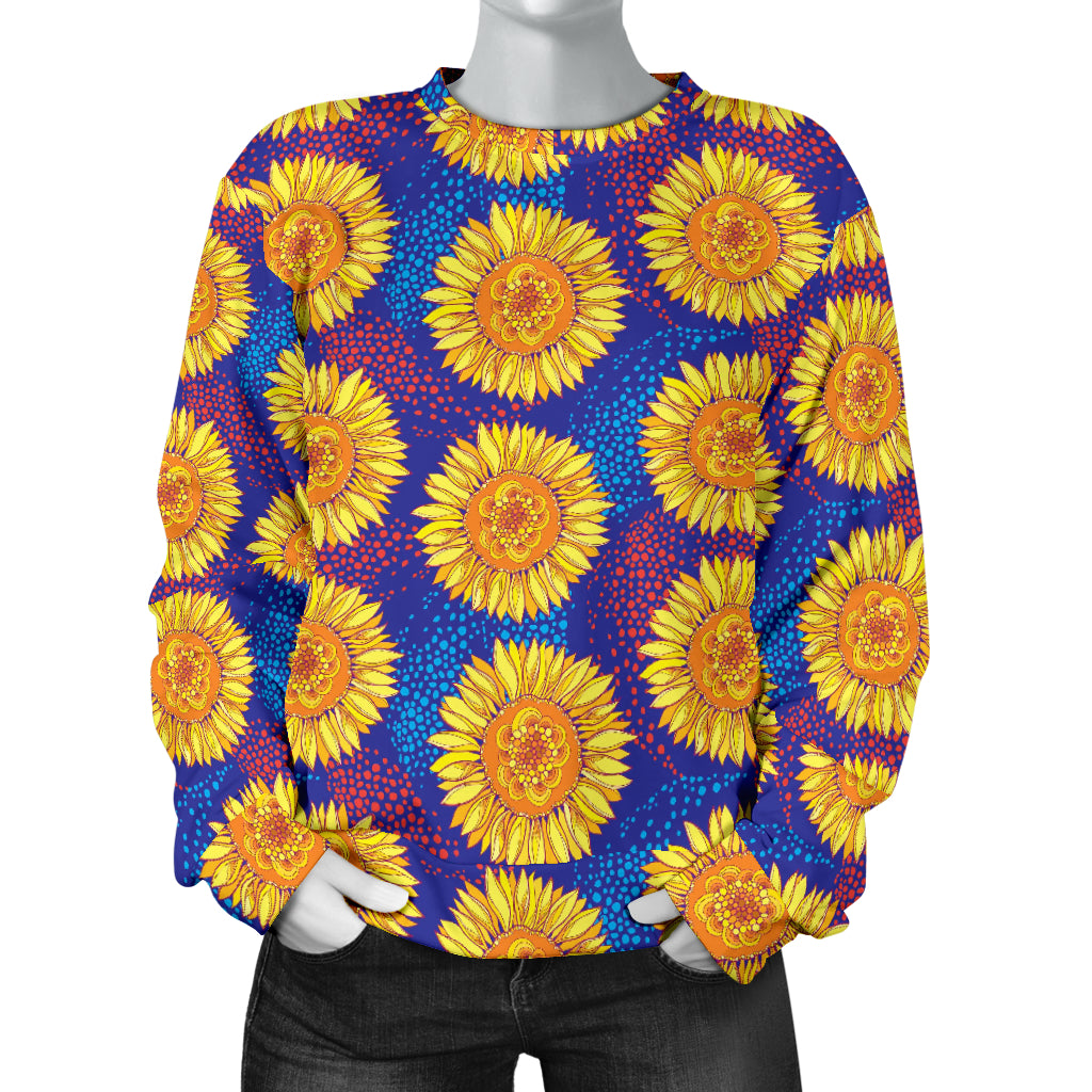 Sunflower Hand Drawn Style Print Women Long Sleeve Sweatshirt