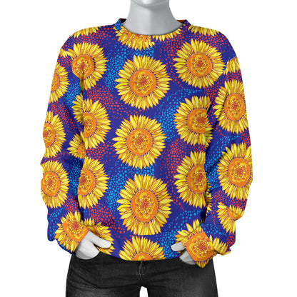 Sunflower Hand Drawn Style Print Women Long Sleeve Sweatshirt