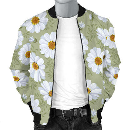 Daisy Yellow Print Pattern Men Bomber Jacket