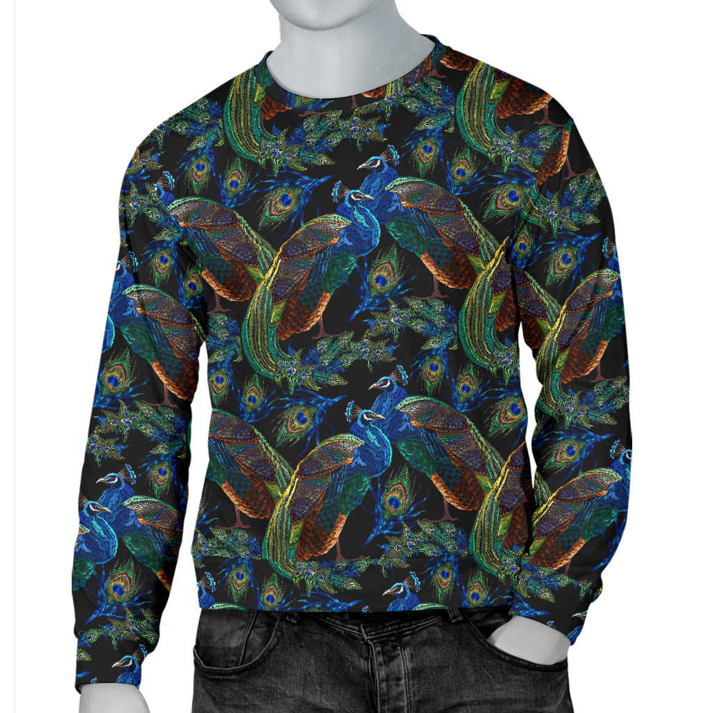 Peacock Themed Design Print Men Long Sleeve Sweatshirt