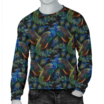 Peacock Themed Design Print Men Long Sleeve Sweatshirt