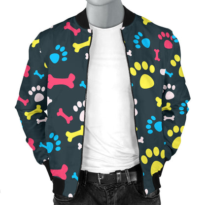 Paw Design Print Men Bomber Jacket