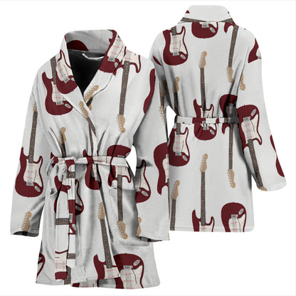 Bass Guitar Pattern Print Design 03 Women Bathrobe