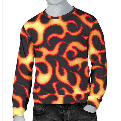 Flame Fire Themed Print Men Long Sleeve Sweatshirt