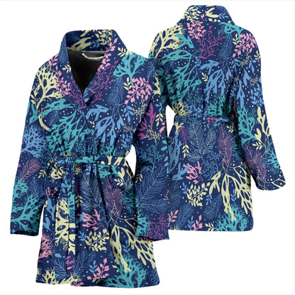 Seaweed Print Design LKS301 Women Bathrobe