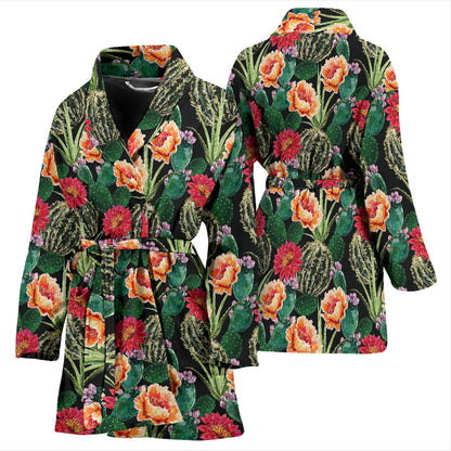 Cactus Pattern Print Design 06 Women Bathrobe