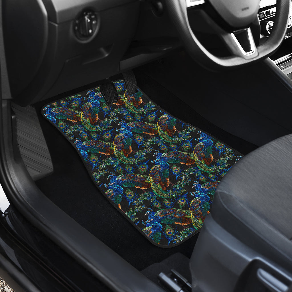 Peacock Themed Design Print Car Floor Mats Front Back
