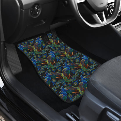 Peacock Themed Design Print Car Floor Mats Front Back