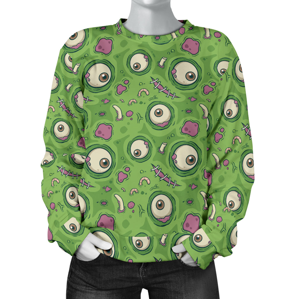 Zombie Eyes Design Pattern Print Women Long Sleeve Sweatshirt