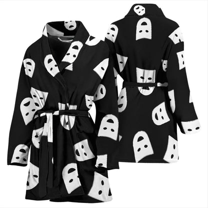 Acting Mask Pattern Print Design 03 Women Bathrobe
