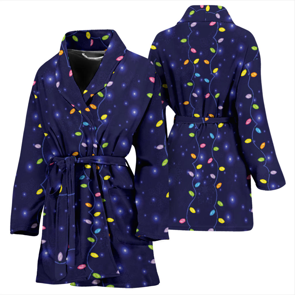 Christmas Light Pattern Print Design 03 Women Bathrobe