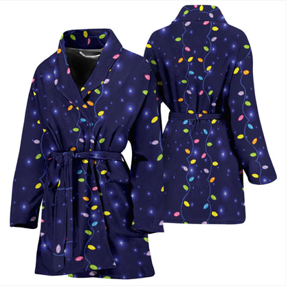 Christmas Light Pattern Print Design 03 Women Bathrobe