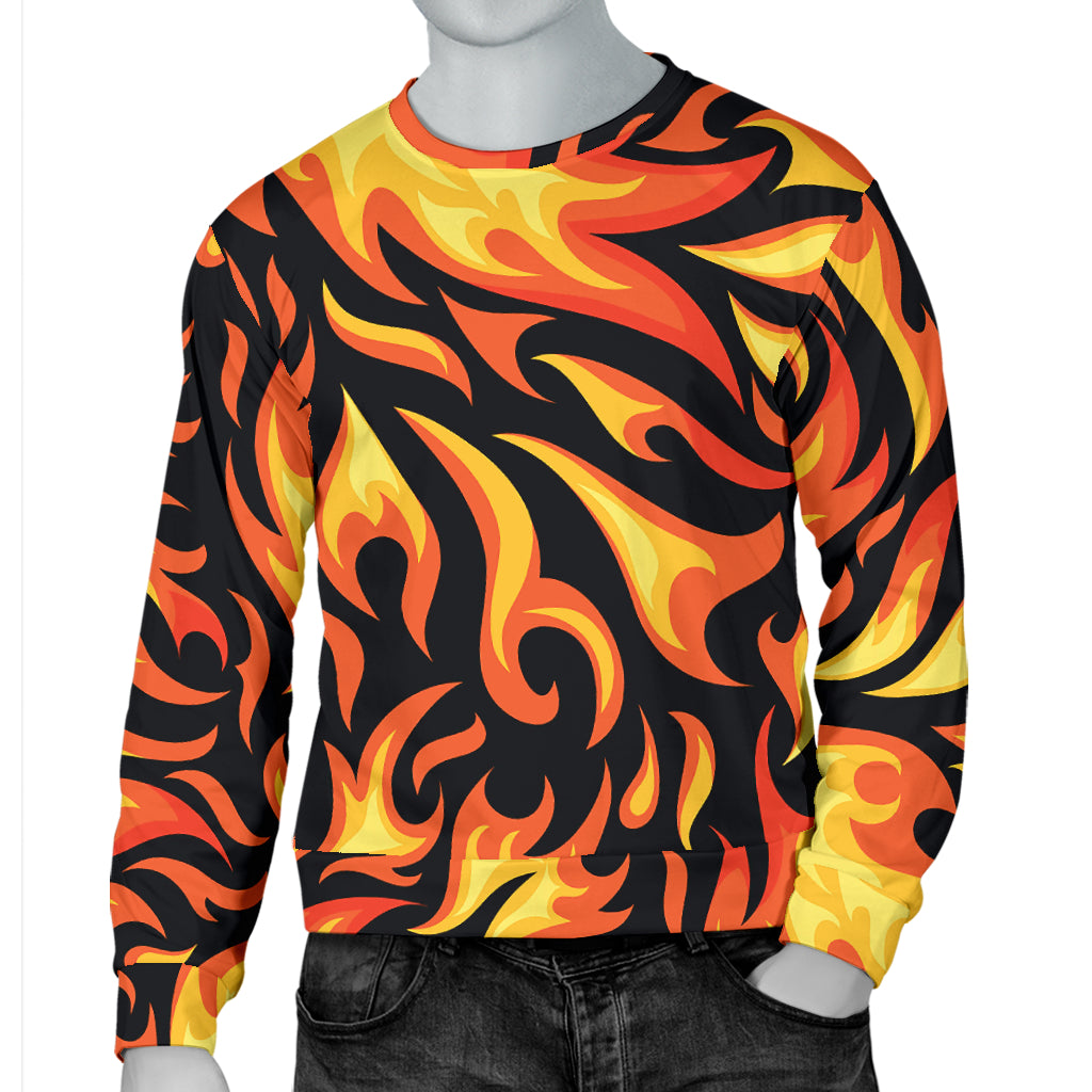 Flame Fire Design Pattern Men Long Sleeve Sweatshirt